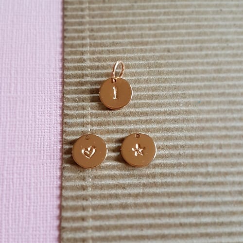 hand stamped rose gold plated 9mm tag charm