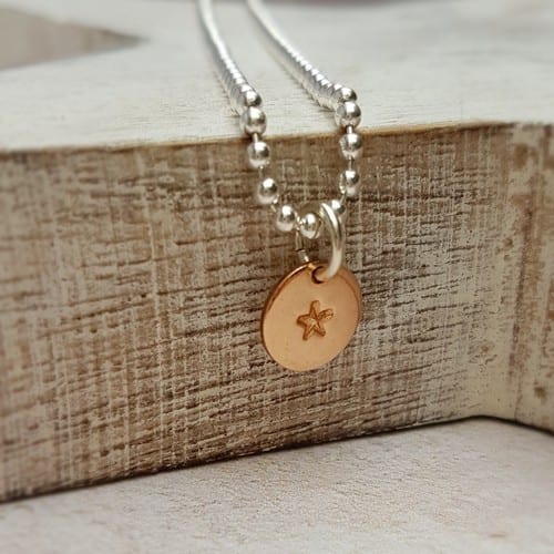 rose gold plated hand stamped initial disc charm