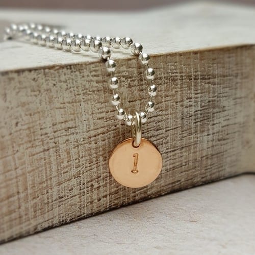 rose gold plated hand stamped initial disc charm