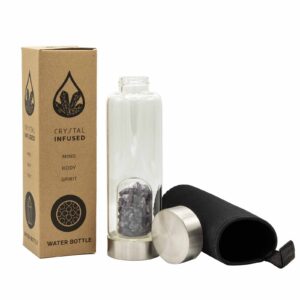 500ml glass water bottle infused with gemstone amethyst crystal chips