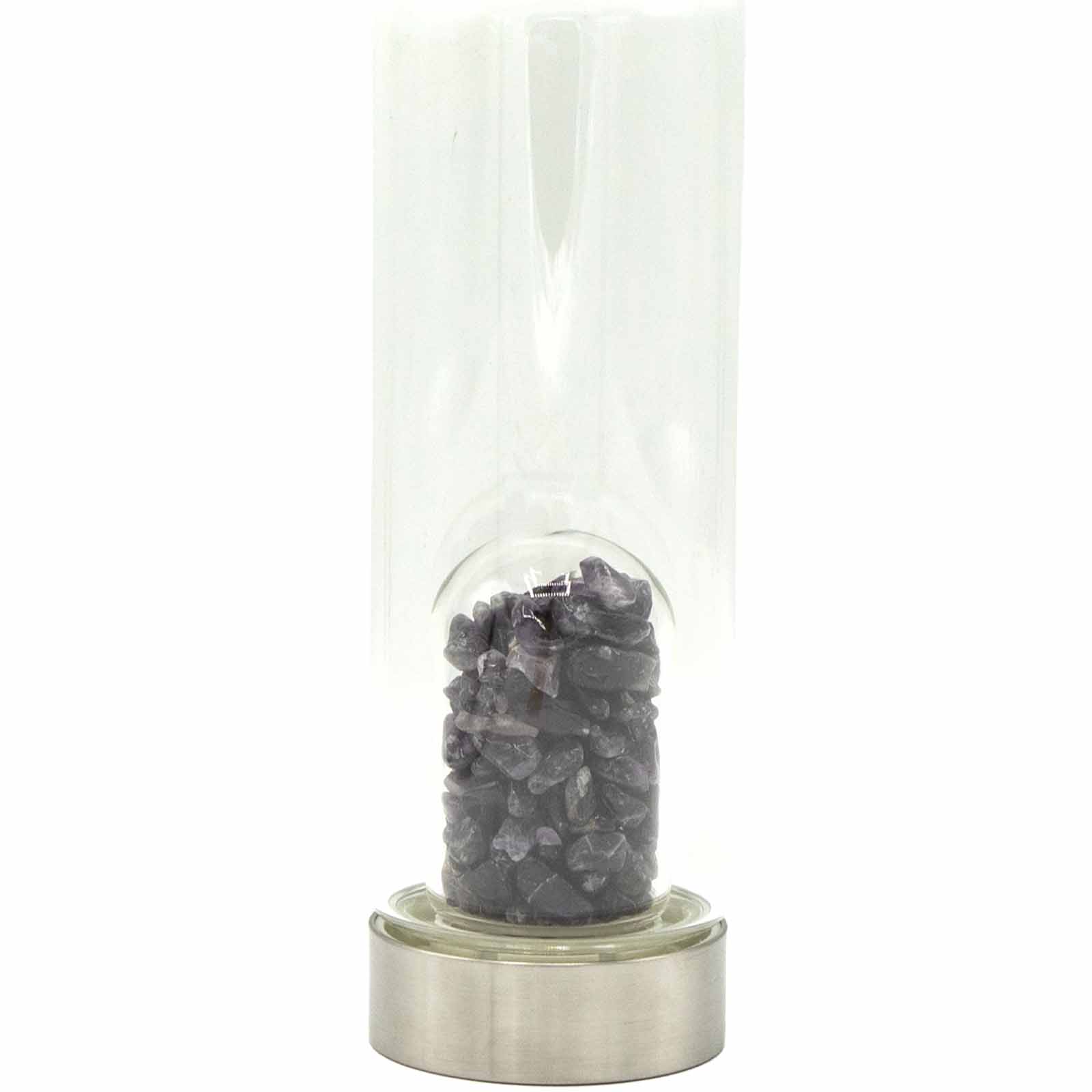 500ml glass water bottle infused with gemstone amethyst crystal chips