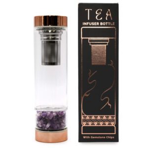 amethyst crystal chip glass tea infuser bottle