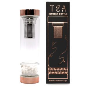 clear quartz crystal chip glass tea infuser bottle