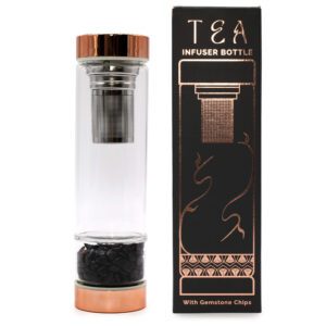 black onyx crystal chip glass tea infuser bottle